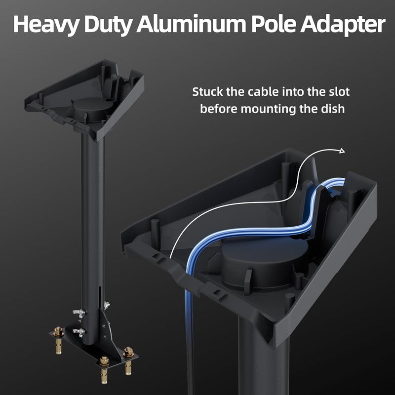 EAZUSE Starlink Gen 3 Mount Kit Pivot Roof Standard Mount with Aluminum Pipe Adapter for Starlink Gen 3, Adjustable Pole Mounting 16" for V3 Standard Dish Kickstand - Image 5